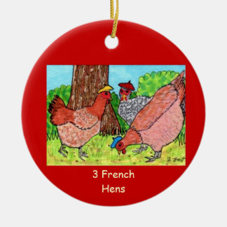 Ornamento De Cerâmica Três galinhas francesas
