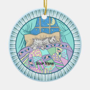 Ornamento De Cerâmica Três Gatinhos Gatos Dormem