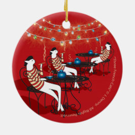 Ornamento De Cerâmica Três gatos franceses... de dois lados.