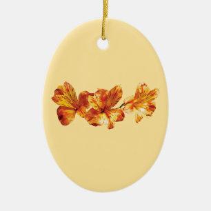 Ornamento De Cerâmica Três Leilões Asiáticos Laranja
