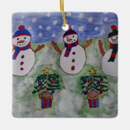 Ornamento De Cerâmica Três Neves e Árvore de Natal