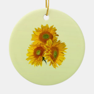 Ornamento De Cerâmica Três Ouros Girassóis