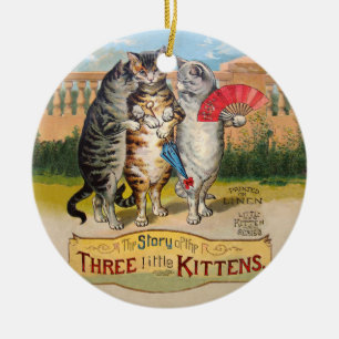 Ornamento De Cerâmica Três Pequenos Gatinhos Ilustração da Mamãe Gansa