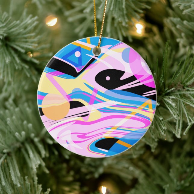 Ornamento De Cerâmica Três pintura geométrica Abstrato (Árvore)