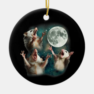 Ornamento De Cerâmica Três Possum Lua 3 Gambá Engraçado Estranho Meme Am