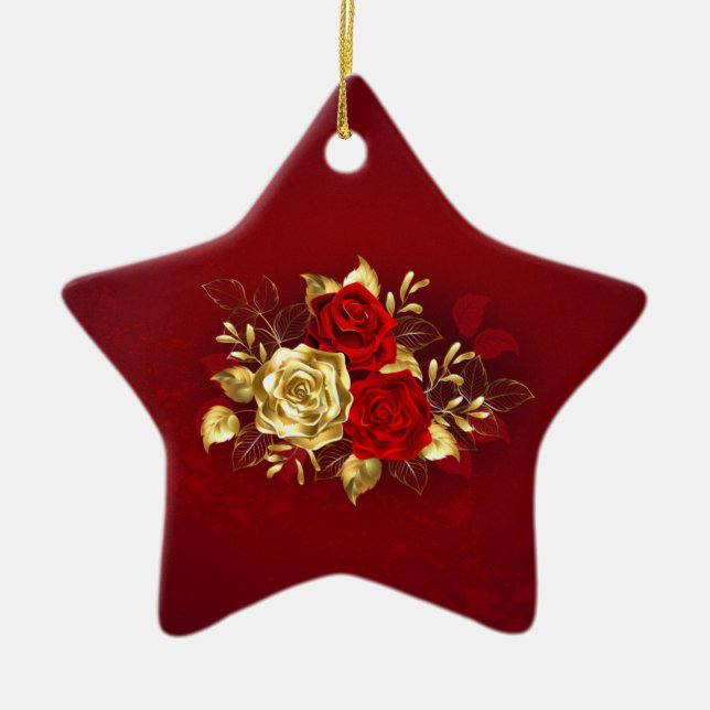 Ornamento De Cerâmica Três Rosas de joalharia (Frente)
