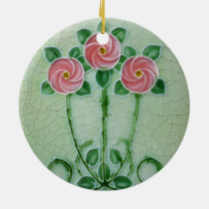 Ornamento De Cerâmica Três Rosas Rosa Thunder_Cove 