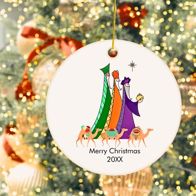 Ornamento De Cerâmica Três Sábios Estrela Feliz Natal (Criador carregado)