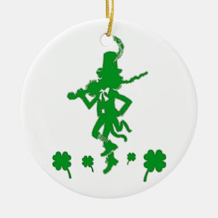 Ornamento De Cerâmica Trevo Ornam do trevo do Leprechaun do dia de St