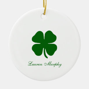 Ornamento De Cerâmica Trevo Verde Personalizado