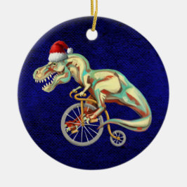 Ornamento De Cerâmica TRex Andando Uma Bicicleta