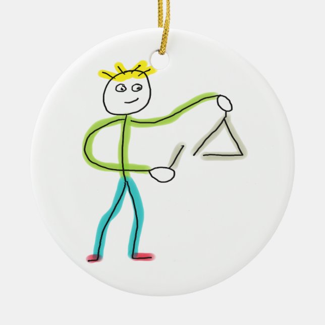 Ornamento De Cerâmica Triangle Playing Stickman (Frente)