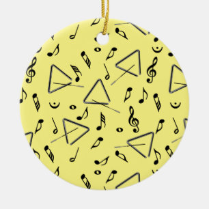 Ornamento De Cerâmica Triângulo Music Notes Cerâmica Ornament