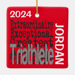 Ornamento De Cerâmica Triathlete Extraordinaire CUSTOM