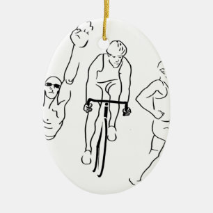 Ornamento De Cerâmica Triathlon do funcionamento da bicicleta da nataç