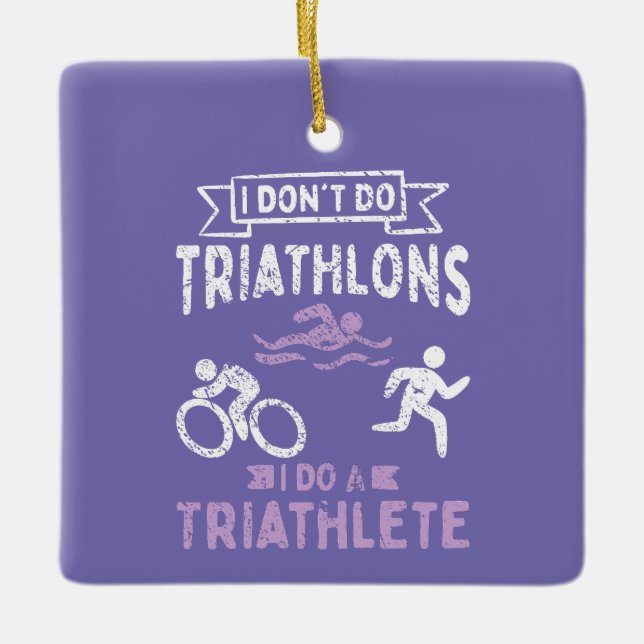 Ornamento De Cerâmica Triathlon Funny (Frente)