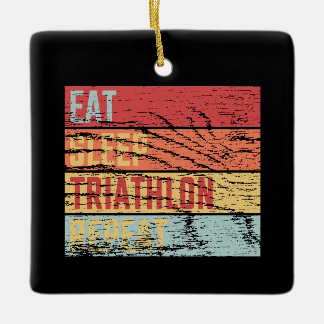 Ornamento De Cerâmica Triathlon - Repetir Triathlon do Sono (Frente)
