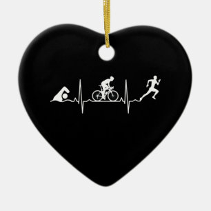 Ornamento De Cerâmica Triathlon - Triathlon Heartbeat