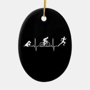Ornamento De Cerâmica Triathlon - Triathlon Heartbeat