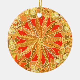 Ornamento De Cerâmica Tribal Mandala Impressão, Mostarda Dourada e Laran