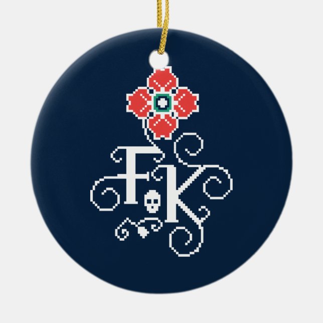 Ornamento De Cerâmica Tributo floral de Frida Kahlo | (Frente)