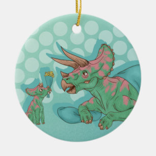 Ornamento De Cerâmica Triceratops que dá flores
