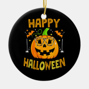 Ornamento De Cerâmica Trick Ou Tratem Halloween Engraçado Pumpkin Feliz