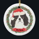 Ornamento De Cerâmica Tricolor Cavalier King Charles Spaniel<br><div class="desc">Faça a lista legal este ano com um ornamento personalizado do seu doce cavaleiro tricolor cavaleiro charles spaniel!</div>