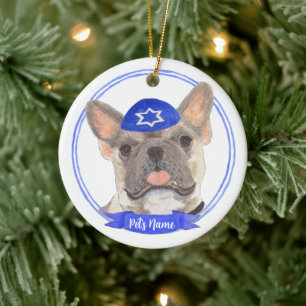 Ornamento De Cerâmica Tricolor francês Fawn personalizado Hanukkah