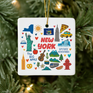 Ornamento De Cerâmica Trilha da Família Personalizada de Nova Iorque no
