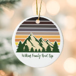 Ornamento De Cerâmica Trilha de Natal da Estrada de Montanha da Floresta<br><div class="desc">Personalize os Enfeites de natal de viagem da sua família para comemorar uma jornada através da natureza neste verão ou outono. Personalize com o seu sobrenome debaixo da floresta verde de árvores e pôr do sol da montanha escura para manter férias legais para o seu grupo ao ar livre.</div>