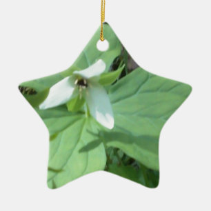 Ornamento De Cerâmica trilium branco com grão