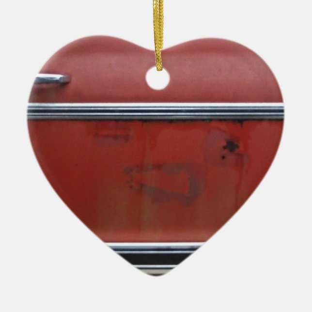 Ornamento De Cerâmica Trim prateado Red Chevy (Frente)