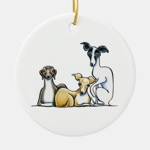 Ornamento De Cerâmica Trio do galgo italiano