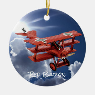 Ornamento De Cerâmica Triplano Fokker do Red Baron