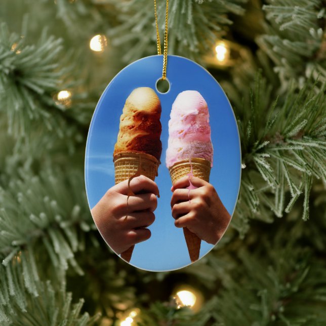 Ornamento De Cerâmica Triple Ice Cream Cones (Árvore)