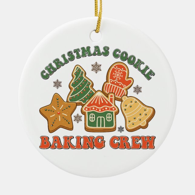 Ornamento De Cerâmica Tripulação de cozinheiros de Natal, Cookie de Féri (Frente)