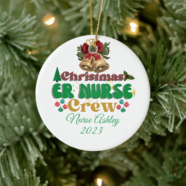 Ornamento De Cerâmica Tripulação personalizada de enfermeiros ER Natal