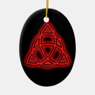 Ornamento De Cerâmica Triquetra Vermelha Brilhante