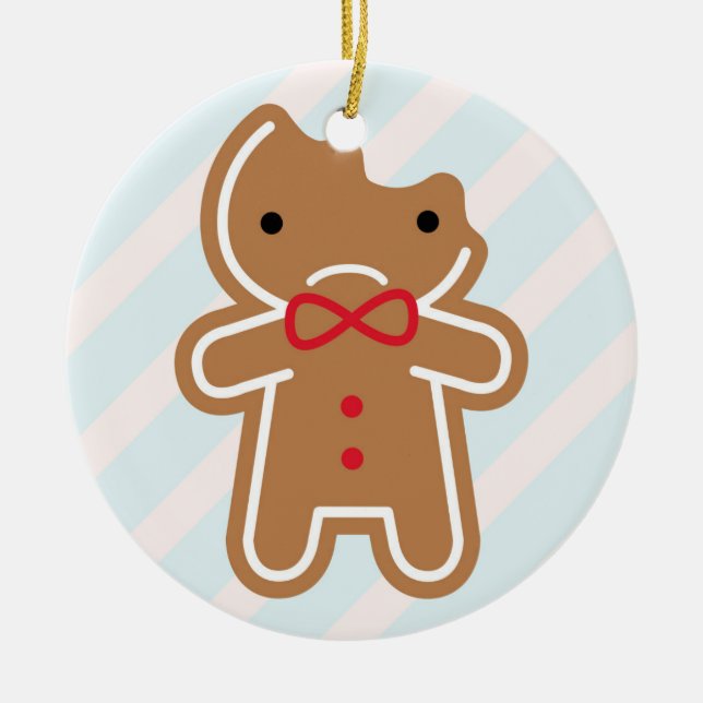 Ornamento De Cerâmica Triste Bitten Kawaii Gingerpão Man (Frente)