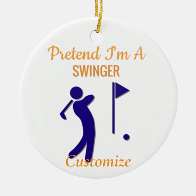 Ornamento De Cerâmica Trocando Golfer Thunder_Thunder_Cove (Frente)