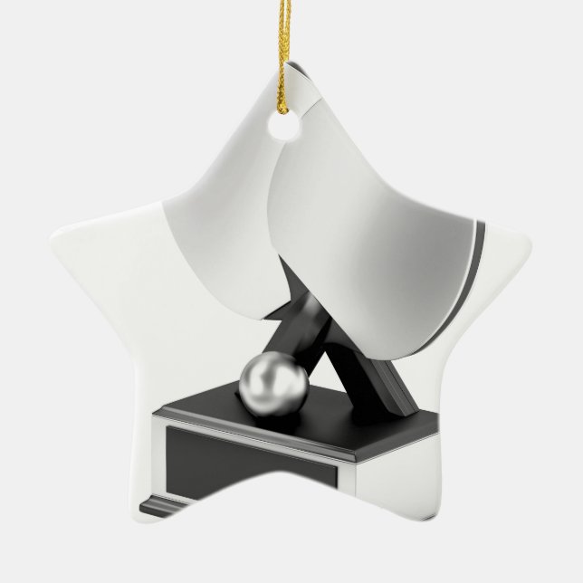 Ornamento De Cerâmica Troféu de prata do ténis de mesa (Frente)