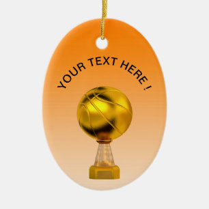Ornamento De Cerâmica Troféu Dourado de basquete