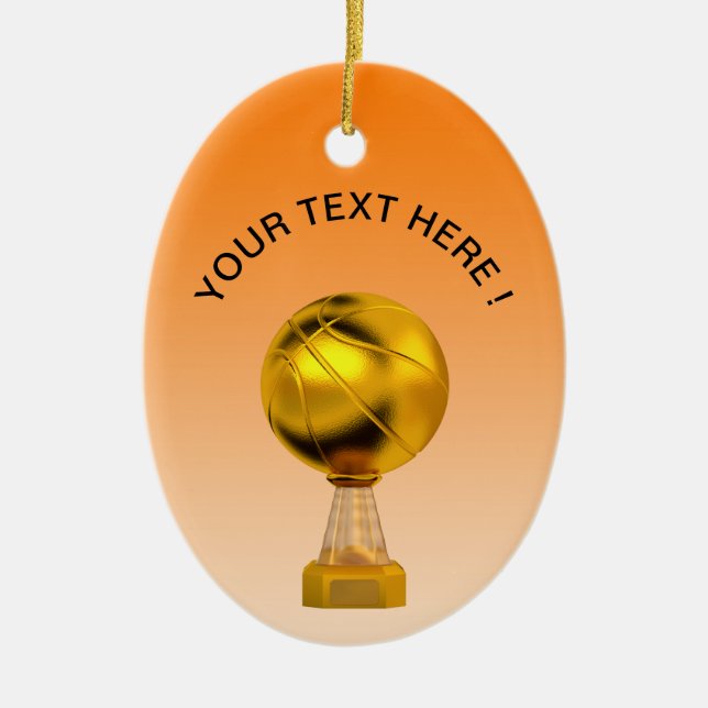 Ornamento De Cerâmica Troféu Dourado de basquetebol (Frente)