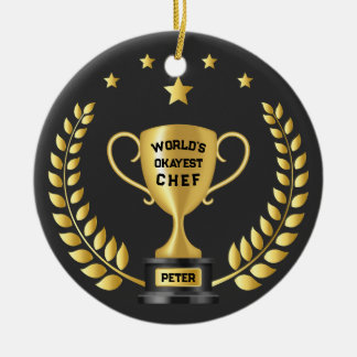 Ornamento De Cerâmica Troféu Personalizado de Chef Mais ou Menos do Mund