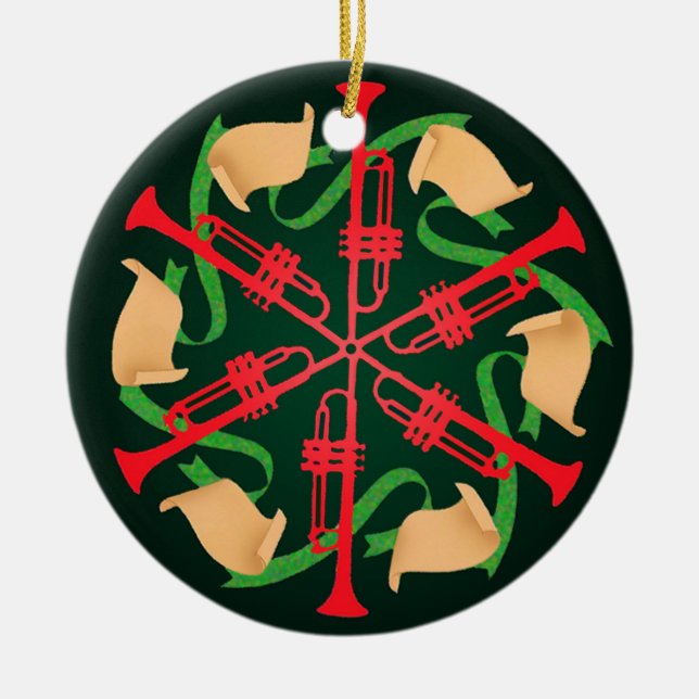 Ornamento De Cerâmica Trombetas e fitas (Frente)