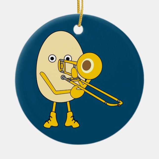 Ornamento De Cerâmica Trombone Egghead (Frente)