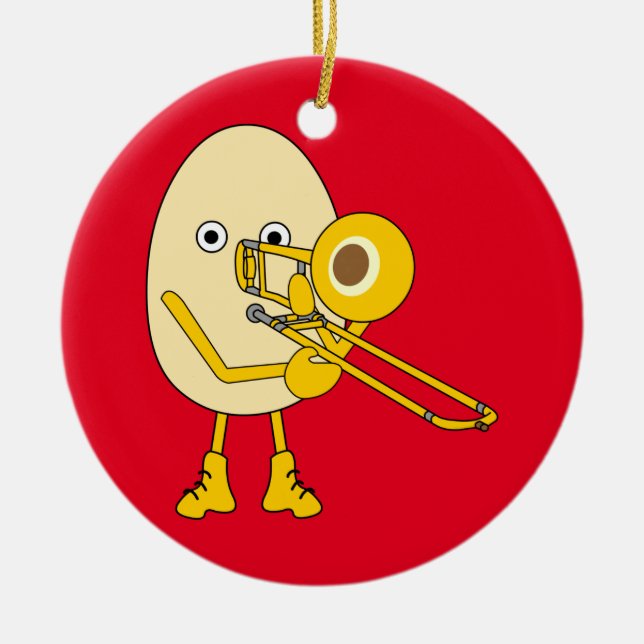 Ornamento De Cerâmica Trombone Egghead (Frente)
