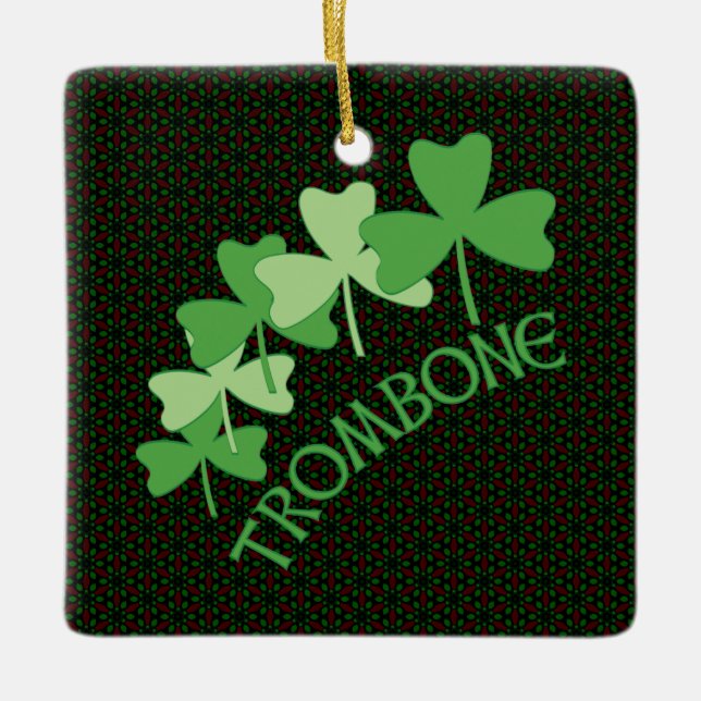 Ornamento De Cerâmica Trombone Shamrocks Arc (Frente)