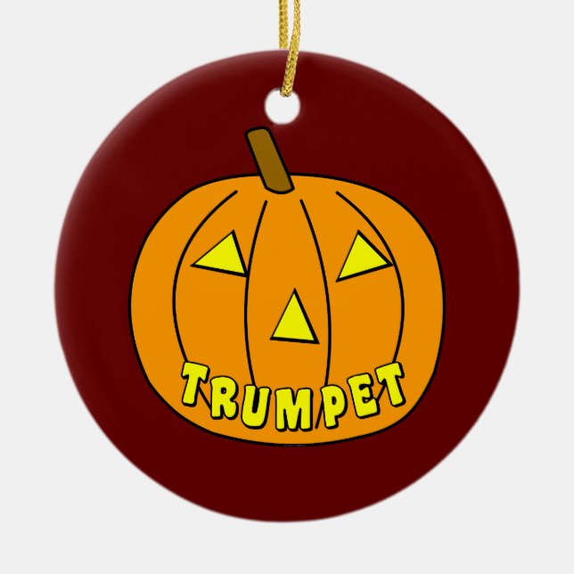 Ornamento De Cerâmica Trompet Halloween Pumpkin (Frente)